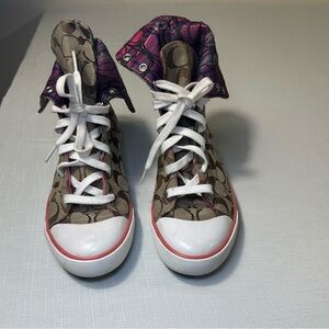 Coach Pink and Brown Patterned Sneakers